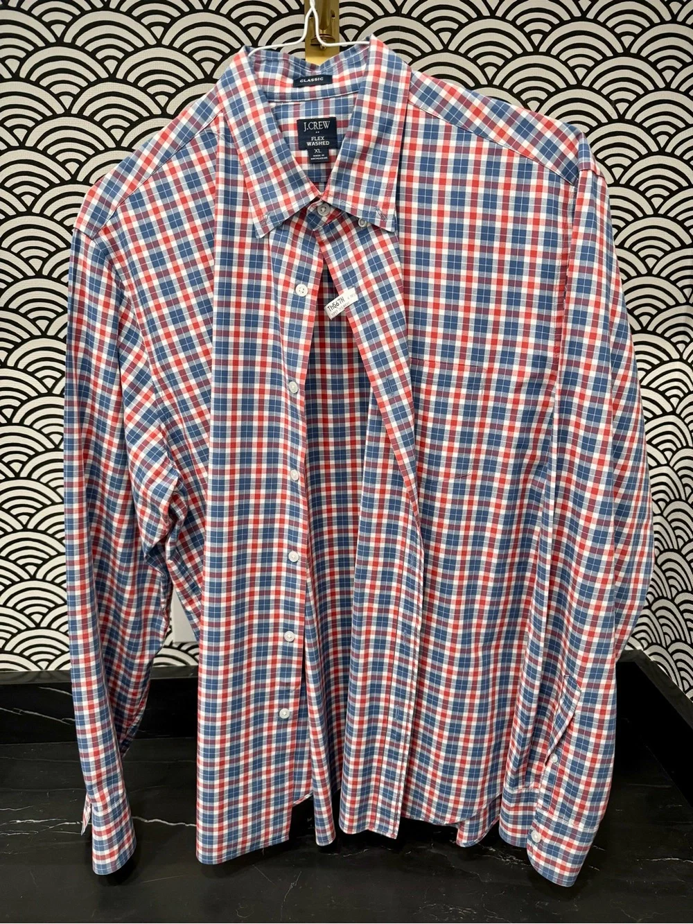 J. Crew Men's Red, White & Blue Plaid Button-Down Shirt